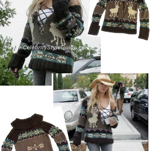LaROK Woodsman Beaded Lace Up Reindeer Wool Sweater aso Jessica Simpson S - Picture 16 of 16